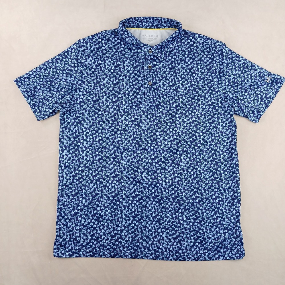 Maelreg Large Mens Polo Shirt Golf Stretch Performance All Over 22x28 Palm Trees